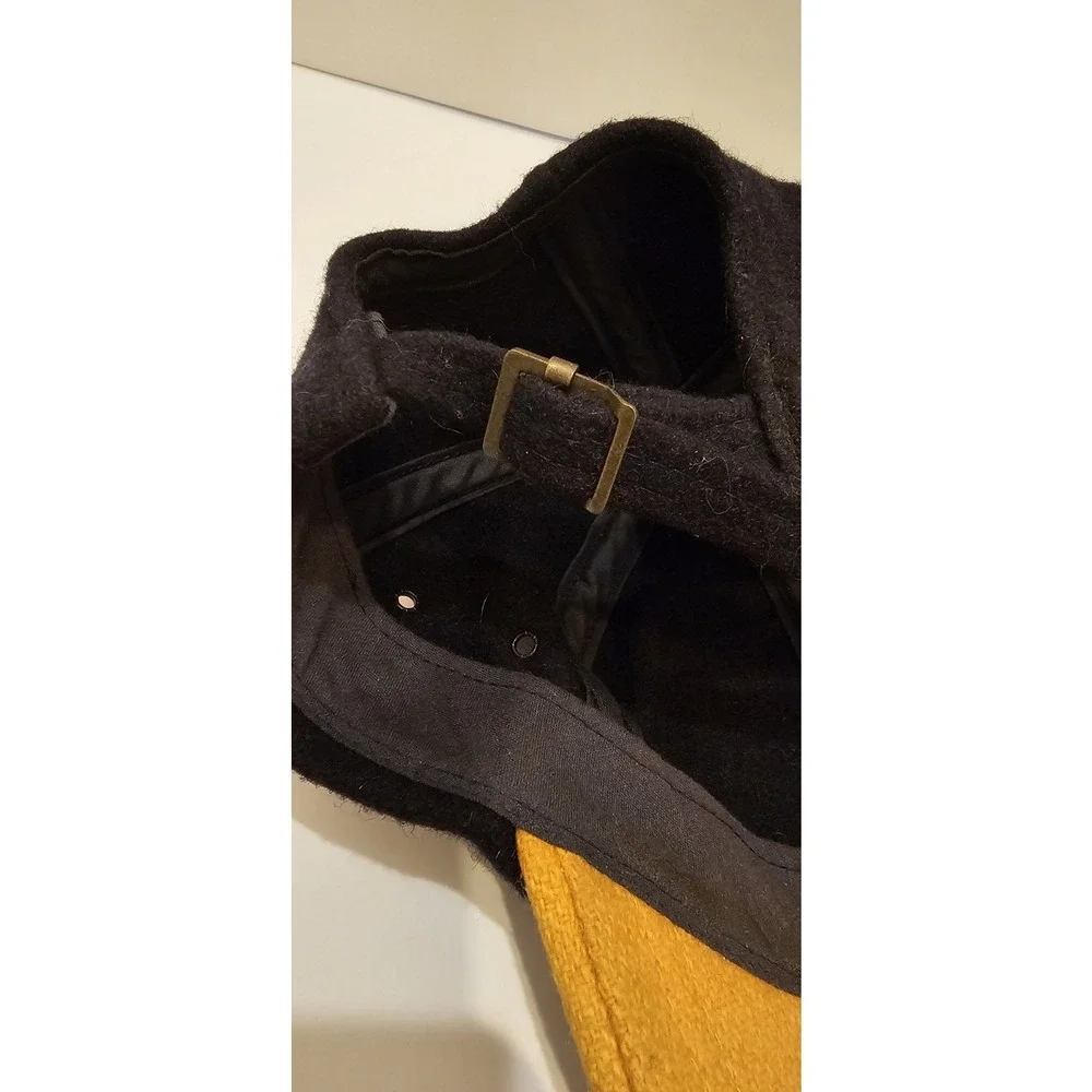 J.Crew Vintage Wool Blend Baseball Cap Black Mustard Yellow Made in USA Medium